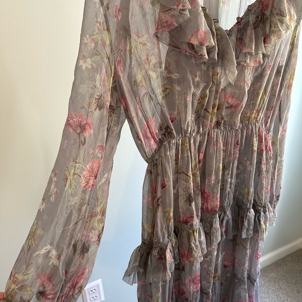 POLO RALPH LAUREN Flower Patterns Silk Flared Medium Elegant Style - Picture 7 of 9